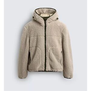 Zara Faux Shearling Full Zip Hooded Jacket NWT Size S